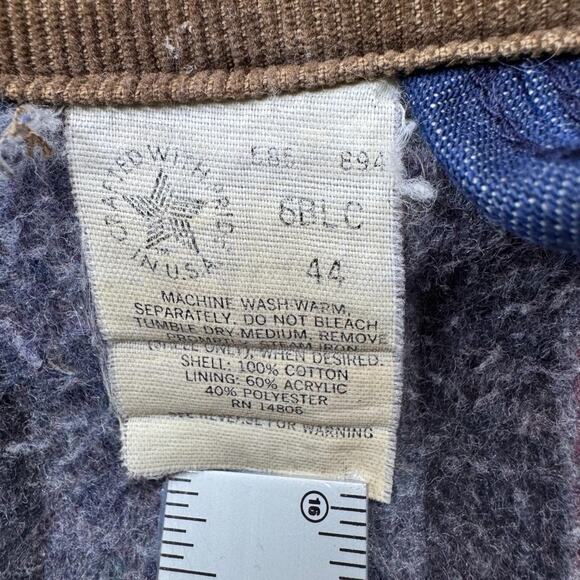 VINTAGE Carhartt Jacket‎ 44 Large 90s Chore Barn Coat Blanket Lined USA Raiders - Picture 3 of 16